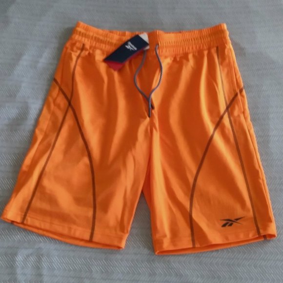 🆕 Reebok Men's Workout Ready Meet You There Shorts, High Vis Orange, NWT, Auth. - Picture 8 of 12